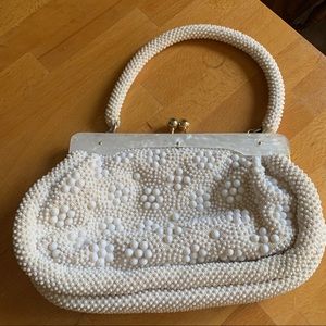 Vintage white beaded bag